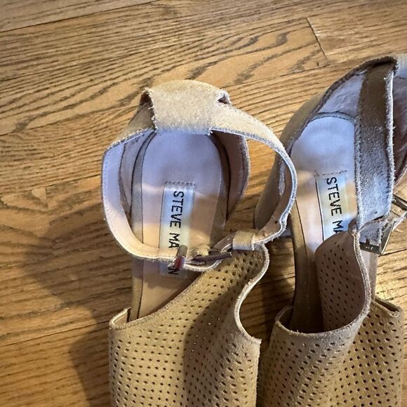 Women Steve Madden Reda Taupe Sandal Side Cutout Ankle Strap Tan 7.5 - Picture 5 of 9